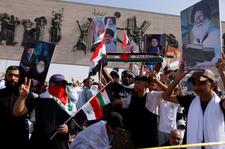 <p>Irak'ta Filistin'e destek yürüyüşü.</p>