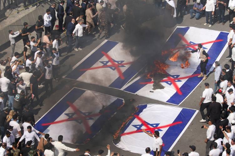 <p>Irak'ta Filistin'e destek yürüyüşü.</p>