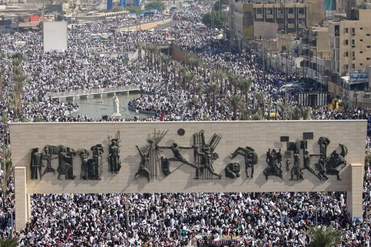 <p>Irak'ta Filistin'e destek yürüyüşü.</p>