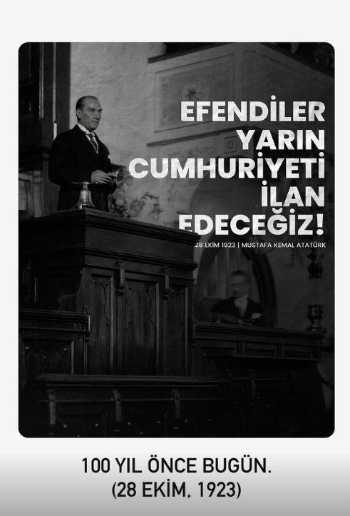 <p><strong>Ünlü şarkıcı Hadise'nin Cumhuriyet Bayramı Paylaşımı: "100 yıl önce bugün"</strong></p>
