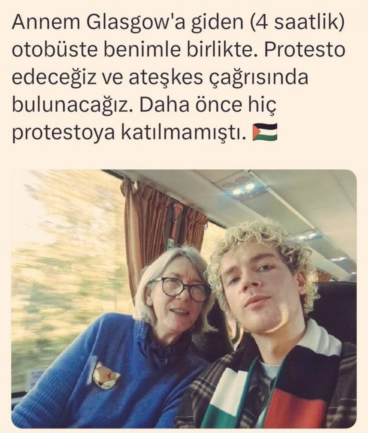 <p>İskoçyalı anne ve oğlunun İsrail zulmüne karşı Filistin'e destek için 4 saat otobüs yolculuğu yapması sosyal medyada büyük takdir topladı.</p>