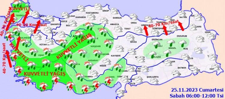 <p>Meteoroloji Genel Müdürlüğü (MGM) tarafından yapılan son değerlendirmelere göre, ülke genelinin parçalı ve çok bulutlu, Trakya’nın batısı ile Marmara’nın güney ve doğusunun; </p>
