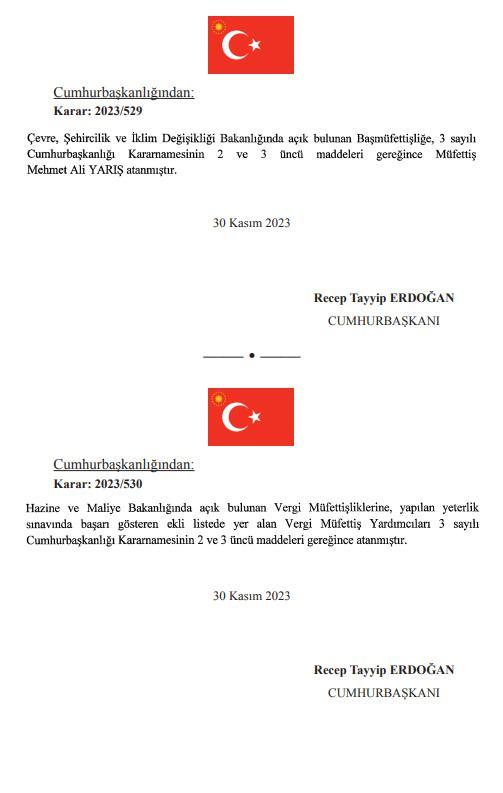 <p>Çevre, Şehircilik ve İklim Değişikliği Bakanlığında açık bulunan başmüfettişliğe müfettiş Mehmet Ali Yarış getirildi.</p>
<p> </p>