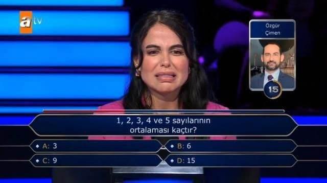 <p>Yarışmacı 3. soruda seyirci joker hakkını kullanarak doğru cevabı buldu.</p>
<p> </p>