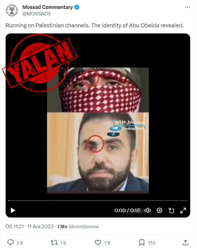 <p>X platformunda paylaşım yapan Siyonist hesaplar, kanıt diye öne sürdüğü yalanın Filistin kanallarında yayınlandığını iddia etti.</p>