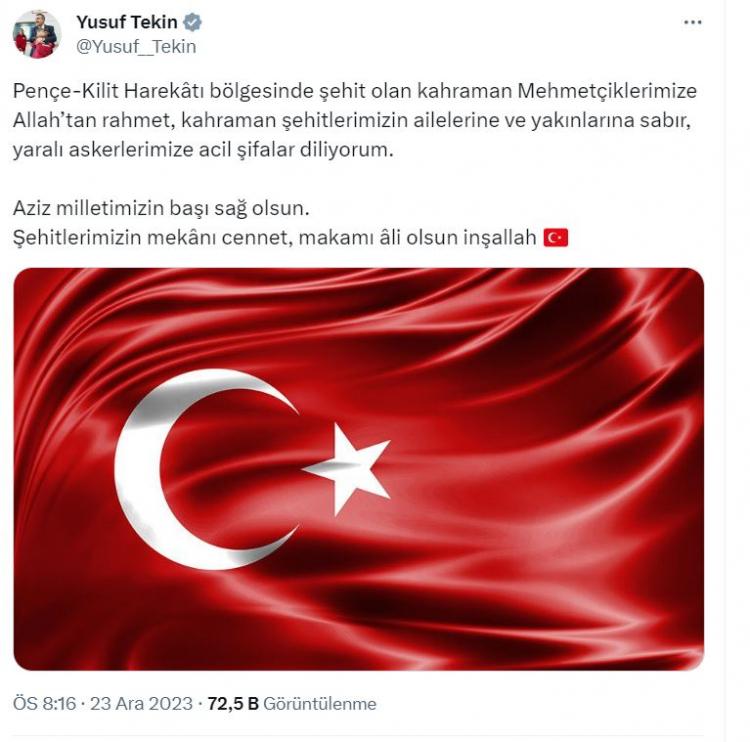 <p><strong>Milli Eğitim Bakanı Yusuf Tekin</strong></p>
