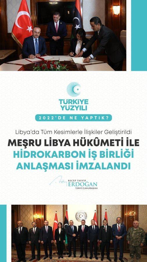<p>Meşru Libya h&uuml;k&ucirc;meti ile Hidrokarbon İş Birliği Anlaşması imzaladık.</p>
