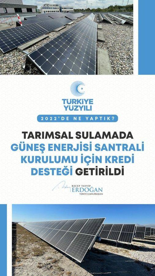 <p>Tarımsal sulamada g&uuml;neş enerjisi kullanımını yaygınlaştırmak i&ccedil;in kredi desteklerinde bulunduk.</p>
