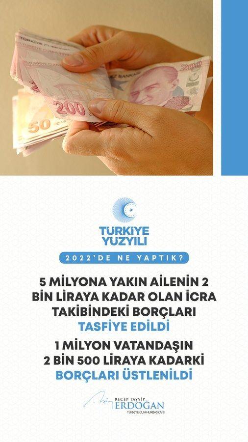 <p>Vatandaşımızın 2 bin liraya kadar olan bor&ccedil;larını icradan tasfiye ettik, banka kredisinden kaynaklanan 2 bin 500 liraya kadarki icra bor&ccedil;larını &uuml;stlendik.</p>
