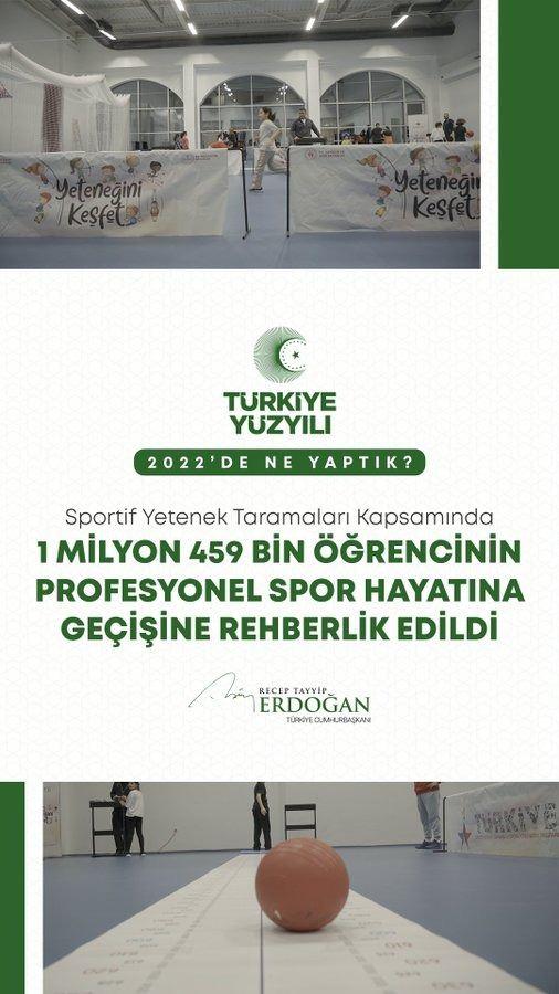 <p>Sportif Yetenek Taramaları kapsamında 1 milyon 459 bin &ouml;ğrencimizin profesyonel spor hayatına ge&ccedil;işine rehberlik ettik.</p>
