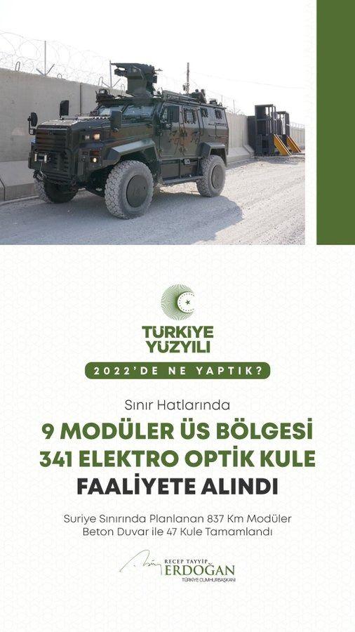 <p>Sınır hatlarında 9 mod&uuml;ler &uuml;s b&ouml;lgesini ve 341 elektro optik kuleyi faaliyete aldık.</p>
