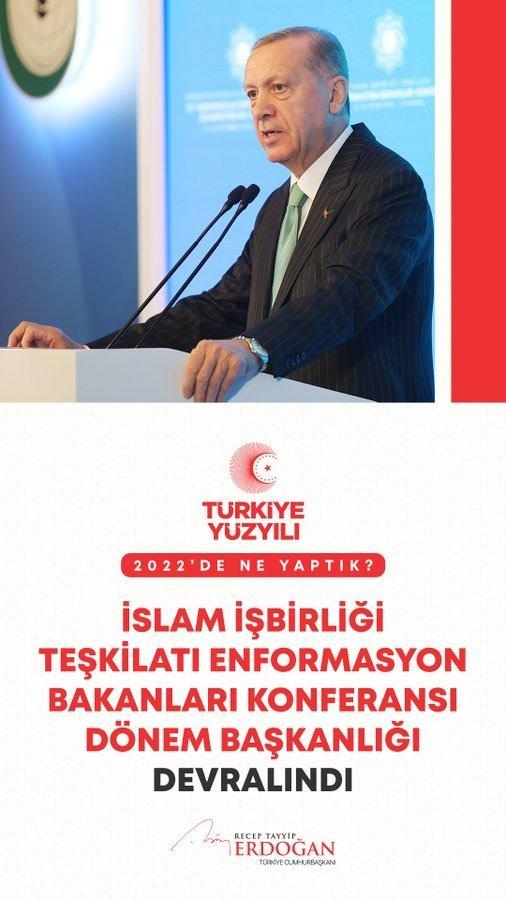 <p>Dezenformasyonla ve İslamofobi ile m&uuml;cadele gibi konularda olduk&ccedil;a &ouml;nemli bir rol &uuml;stlendiğine inandığım İİT Enformasyon Bakanları Konferansı&rsquo;nın d&ouml;nem başkanlığını devraldık.</p>
