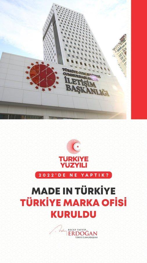 <p>&ldquo;T&uuml;rkiye&rdquo; markasını g&uuml;&ccedil;lendirmek i&ccedil;in &ccedil;alışmalar yaptığımız T&uuml;rkiye Marka Ofisi&rsquo;ni kurduk.</p>
