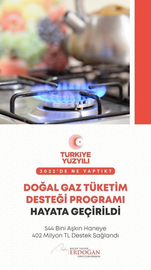 <p>Doğal Gaz T&uuml;ketim Desteği Programı ile 544 bini aşkın haneye 402 milyon TL destekte bulunduk.</p>

<p>Kısa bir ara...</p>
