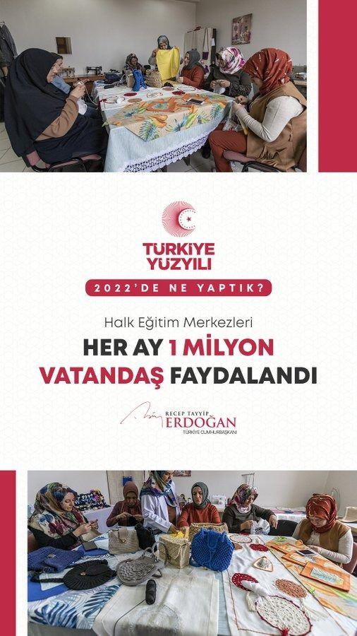 <p>Halk eğitim merkezlerimizde her ay 1 milyon vatandaşımıza hizmet verdik.</p>
