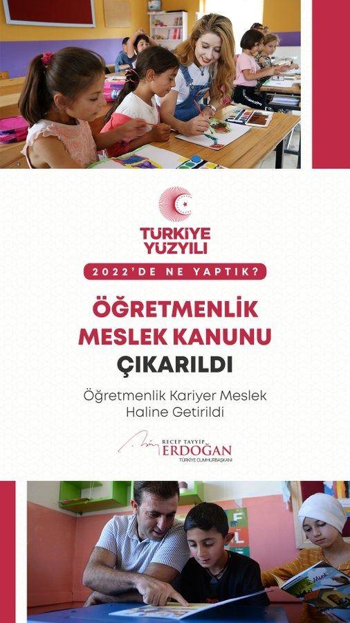 <p>&Ouml;ğretmenlerimizin 60 yıllık hayalini ger&ccedil;ekleştirdik, &Ouml;ğretmenlik Meslek Kanunu&rsquo;nu hayata ge&ccedil;irdik.</p>
