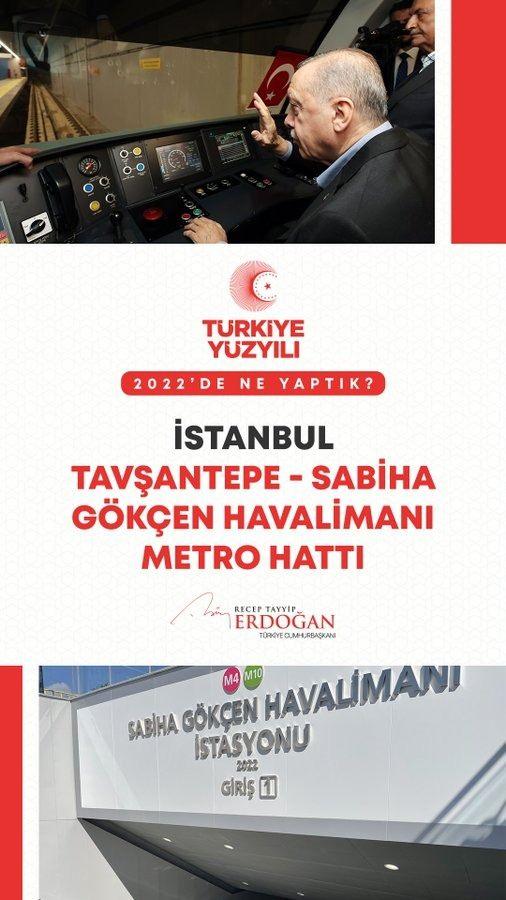 <p>İstanbul Tavşantepe-Sabiha G&ouml;k&ccedil;en Havalimanı Metro Hattı&rsquo;nı devreye aldık.</p>
