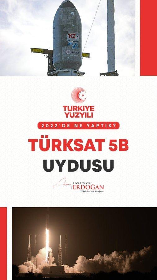<p>T&uuml;rkiye&rsquo;nin uzay macerasında yeni bir aşama olan T&uuml;rksat 5B uydumuzu hizmete aldık. #DijitalinY&uuml;zyılı</p>
