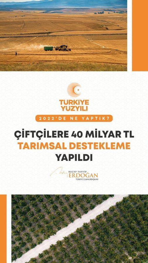<p>&Ccedil;ift&ccedil;ilerimize 40 milyar TL tarımsal desteklemede bulunduk.</p>
