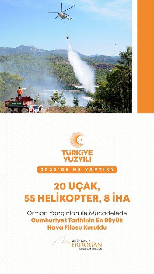 <p>Orman yangınlarıyla m&uuml;cadelede Cumhuriyet tarihinin en b&uuml;y&uuml;k hava filosunu kurduk.</p>
