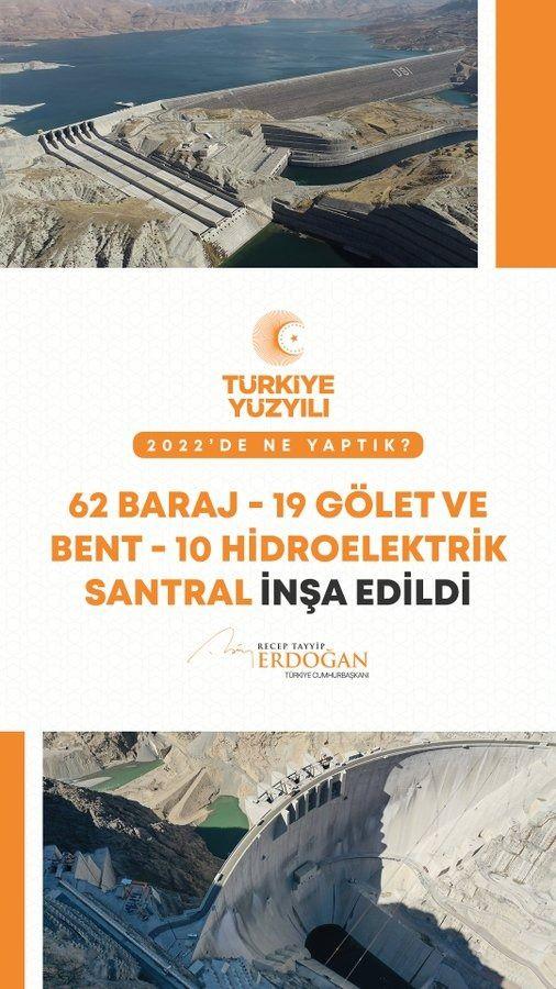 <p>62 baraj, 19 g&ouml;let ve bent ile 10 hidroelektrik santral inşa ettik.</p>
