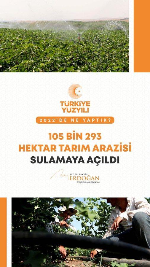 <p>Tamamladığımız su yatırımları sayesinde 105 bin 293 hektar tarım arazisini sulamaya a&ccedil;tık.</p>
