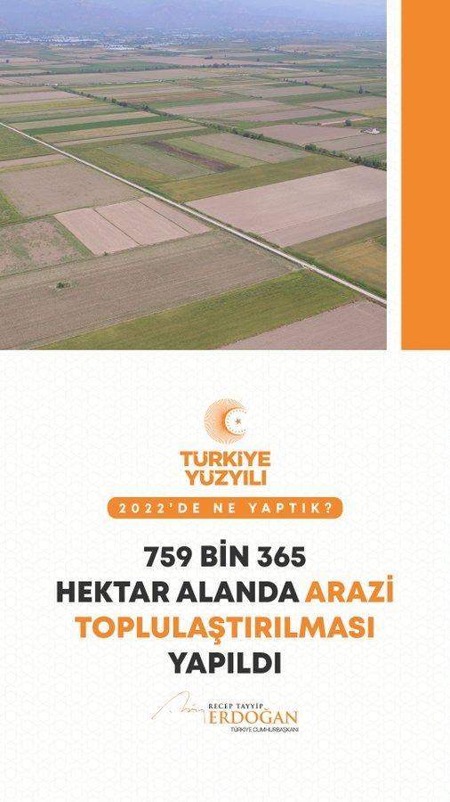 <p>759 bin 365 hektar alanda arazi toplulaştırması yaparak bu hususta &ccedil;ok &ouml;nemli bir ilerleme kaydettik.</p>
