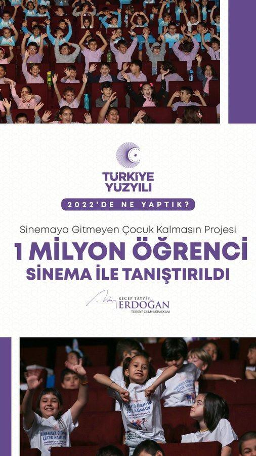 <p>Sinemaya gitmeyen &ccedil;ocuk kalmasın dedik, 1 milyon yavrumuzu sinemayla tanıştırdık.</p>
