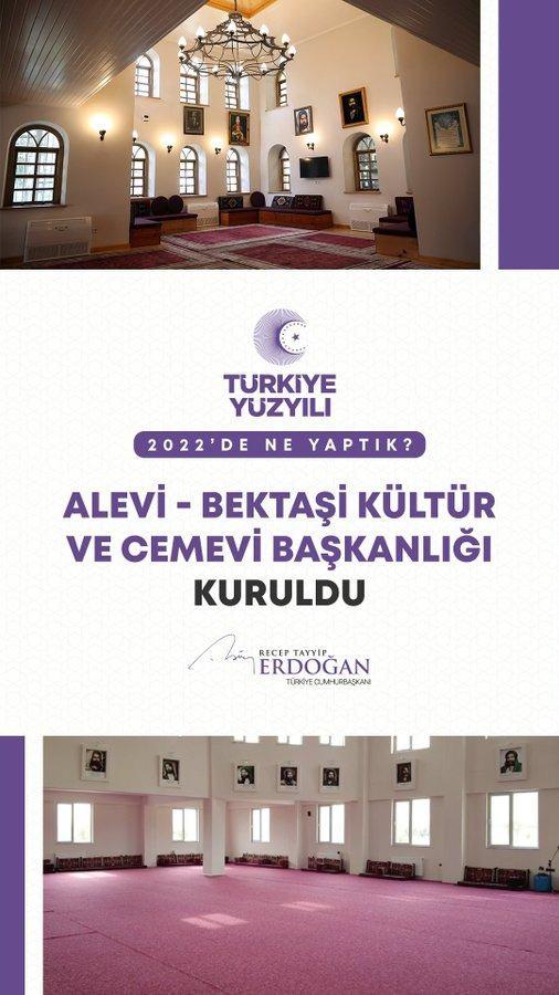 <p>Alevi-Bektaşi vatandaşlarımız ile cemevlerimizin ihtiya&ccedil;larını karşılayacak Alevi-Bektaşi K&uuml;lt&uuml;r ve Cemevi Başkanlığımızı kurduk. #DeğerlerinY&uuml;zyılı</p>
