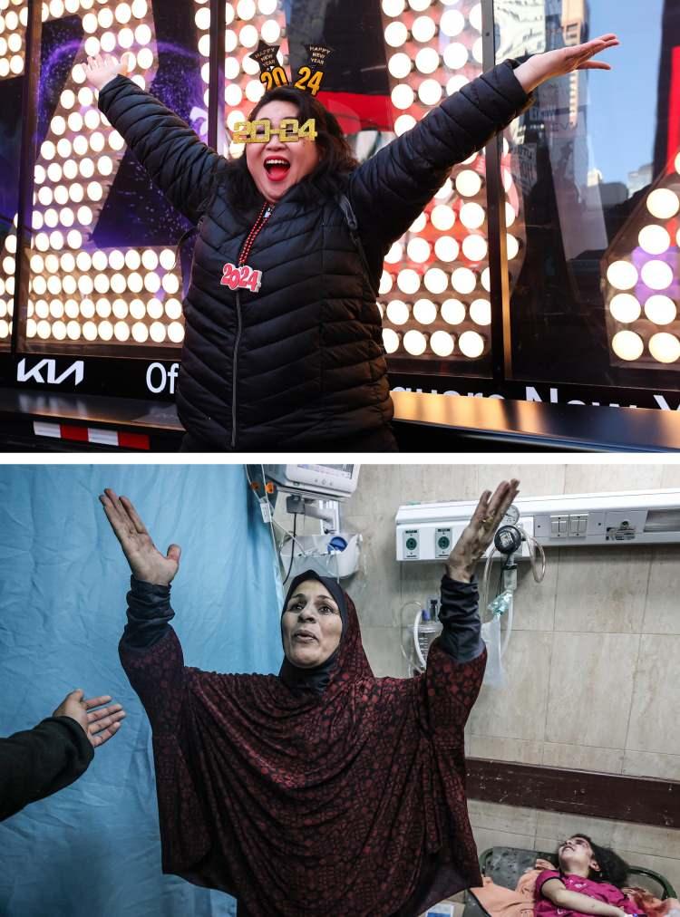 <p> Amerika Birleşik Devletleri'nde, New York'un dünyaca ünlü Times Meydanı'nda yeni yıla sayılı günler kala yılbaşı kutlamaları için hazırlıklar büyük bir coşkuyla devam etti (üstte). Gazze'ye yapılan saldırı sonucu aralarında çocukların da bulunduğu yaralılar, Deir Al-Balah kentindeki Aksa Şehitleri Hastanesi'ne getirildi.</p>