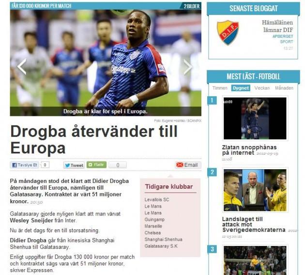 Nyheter Didier Drogba, Avrupa'ya Galatasaray'la dönüş yapıyor. Wesley Sneijder'in ardından Drogba'nın transferi için Galatasaray için büyük bir iddia.