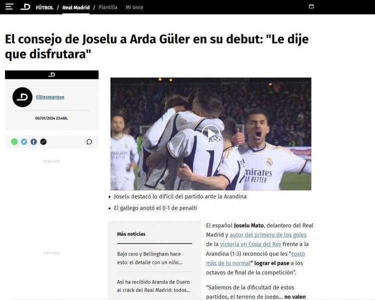 <p><strong>ELDESMARQUE: ARDA GÜLER İÇİN İYİ BAŞLANGIÇ</strong><br />
<br />
'Türk oyuncu, Real Madrid formasıyla ilk maçında kalitesinin sinyallerini verdi. Performansıyla iyi bir başlangıç yaptı.'</p>
