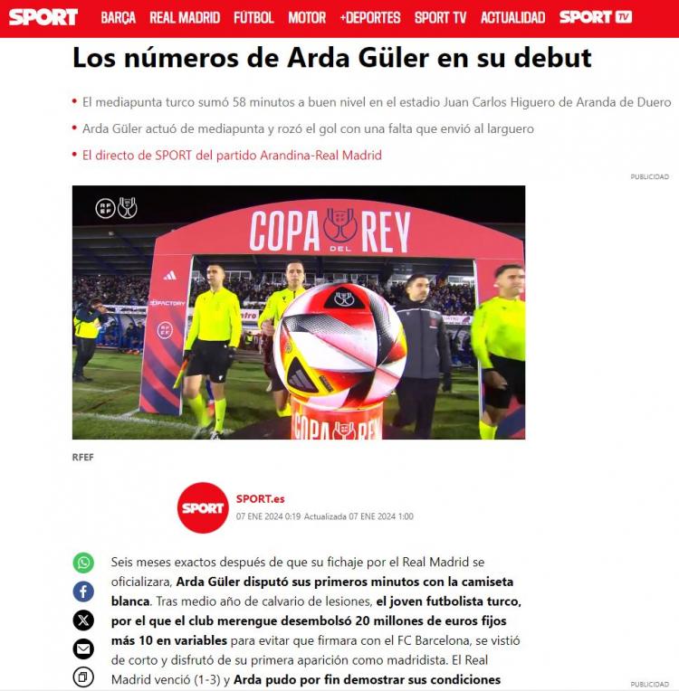 <p><strong>SPORT: DİKKAT ÇEKİCİ PERFORMANS </strong><br />
<br />
"İlk yarım saatte dikkat çekici bir performans sergiledi. Takımın en iyi oyuncusuydu."</p>
