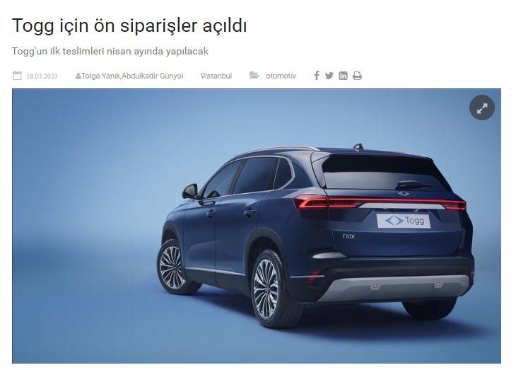 <p>Anadolu Ajansı, bu kapsamda yapay zeka yardımıyla ürettiği ilk haberini 17 Mart 2023'te <strong>"Togg için ön siparişler açıldı"</strong> başlığıyla abonelerine servis etti.</p>