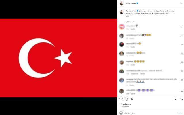 <p><span style="color:#000000"><strong>FERHAT G&Ouml;&Ccedil;ER</strong></span></p>

<p><em><span style="color:#800000"><strong>"Derin bir &uuml;z&uuml;nt&uuml; i&ccedil;inde şehit askerlerimize Allah'tan rahmet yaralılarımıza acil şifalar diliyorum&hellip;"</strong></span></em></p>
