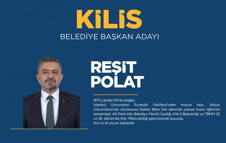 <p><strong>KİLİS</strong></p>

<p>Kilis Belediye Başkan Adayı Raşit Polat</p>

<p><strong>RAŞİT POLAT KİMDİR?</strong></p>

<p>AK Parti Kilis il başkanlığı ile 25 ve 26. dönem AK Parti Kilis Milletvekili olan Ecz. Reşit Polat AK Parti tarafından Kilis Belediye Başkan Adayı olarak gösterildi. </p>
