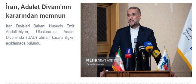 <p>İran kaynaklı Mehrnews de kararı <em><strong>"UAD İsrail rejimini Soykırım Sözleşmesine uymaya çağırıyor"</strong></em> ifadeleriyle başlığa taşıdı.</p>
