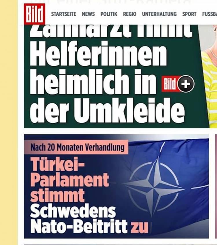 <p><strong>BİLD</strong></p>
<p>Almanya basını da İsveç'in NATO'ya katılım protokolünü sayfalarına taşıdı. </p>