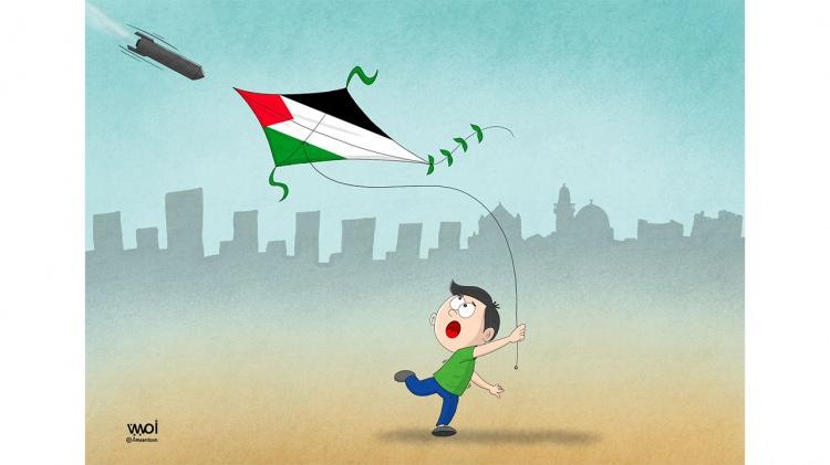 <p>Uçurtma uçurup oyunlar oynaması gereken çocuklar İsrail`in bombardımanından kaçıyor... Karikatürist: Ameen Alhabarah</p>
<p> </p>