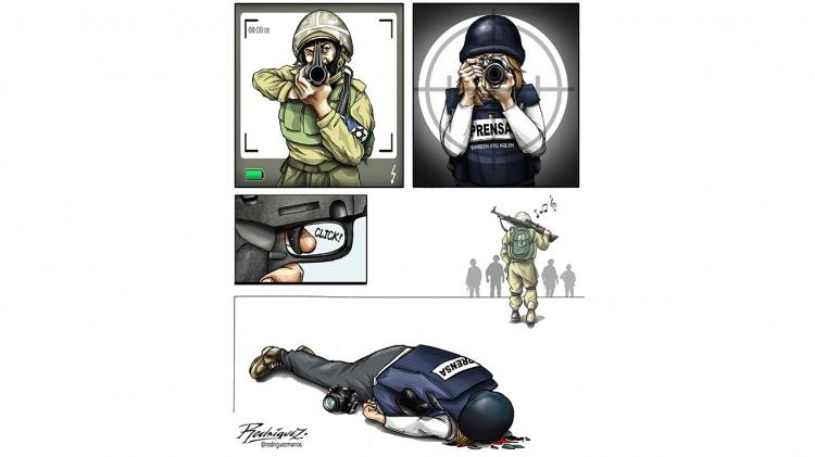 <p>İsrail`in Gazze`deki saldırılarını çeken gazeteciler de İsrail`in hedefi oluyor... Karikatürist: Antonio Rodríguez</p>
<p> </p>