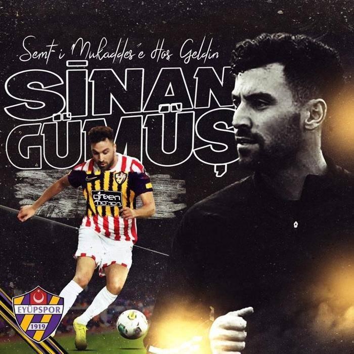 <p>SİNAN GÜMÜŞ (FORVET) ANTALYASPOR -> EYÜPSPOR </p>
<p>Kulüp, transferi "Eyüpspor’umuz, Antalyaspor'dan tecrübeli hücum oyuncusu Sinan Gümüş'ü 1.5 yıllığına kadrosuna kattı.Sinan Gümüş'e 'hoş geldin' diyor; eflatun sarılı formayla nice zaferler diliyoruz" ifadeleriyle duyurdu.</p>