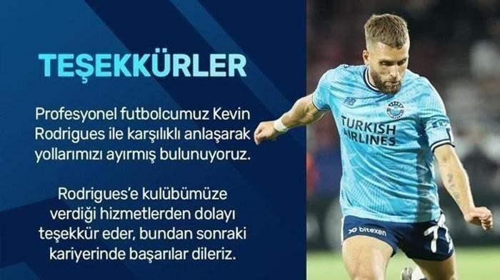 <p>KEVIN RODRIGUES (SOL BEK) ADANA DEMİRSPOR -> SÖZLEŞME FESHİ </p>

<p>Kulüpten yapılan açıklamada, Rodrigues'e teşekkür edilerek,"Profesyonel futbolcumuz Kevin Rodrigues ile karşılıklı anlaşarak yollarımızı ayırmış bulunuyoruz. Rodrigues'e kulübümüze verdiği hizmetlerden dolayı teşekkür eder, bundan sonraki kariyerinde başarılar dileriz." ifadeleri kullanıldı.</p>
