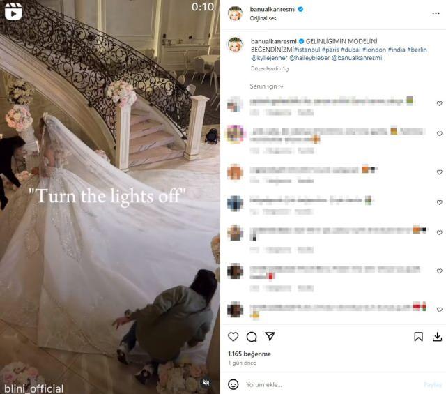 <p><strong>Instagram hesabından ışıltılı kabarık bir gelinlik videosu paylaşan Banu Alkan "Gelinliğimin modelini beğendiniz mi?" diye sordu.</strong></p>
<p> </p>