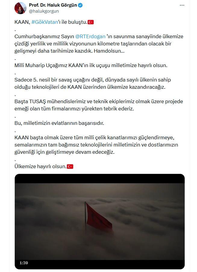 <p><span style="color:#B22222"><strong>HALUK GÖRGÜN:</strong></span></p>

<p> </p>

<p>Tarihi anla ilgili Türkiye Savunma Sanayii Kurumu Başkanı Haluk Görgün'ün paylaşımı bu şekilde:</p>
