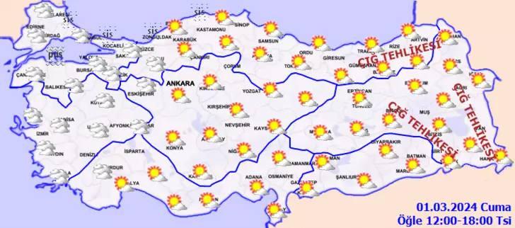 <p>EGE Parçalı ve çok bulutlu, İzmir, Muğla, Aydın ve Balıkesir'in kıyı ilçeleri akşam saatlerinden sonra sağanak ve gök gürültülü sağanak yağışlı geçeceği tahmin ediliyor. Sabah ve gece saatlerinde yer yer yoğun olmak üzere iç kesimlerde pus, yer yer sis bekleniyor.</p>

<p>A.KARAHİSAR °C, 18°C Parçalı bulutlu zamanla çok bulutlu</p>

<p>DENİZLİ °C, 22°C Parçalı bulutlu zamanla çok bulutlu</p>

<p>İZMİR °C, 20°C Parçalı ve çok bulutlu, akşam saatlerinden sonra kıyı ilçeleri sağanak ve gök gürültülü sağanak yağışlı</p>

<p>MUĞLA °C, 18°C Parçalı ve çok bulutlu, akşam saatlerinden sonra kıyı ilçeleri sağanak ve gök gürültülü sağanak yağışlı</p>

<p>AKDENİZ Parçalı ve az bulutlu geçeceği tahmin ediliyor. Sabah ve gece saatlerinde yer yer yoğun olmak üzere iç kesimlerde pus, yer yer sis bekleniyor.</p>

<p>ADANA °C, 23°C Az bulutlu</p>

<p>ANTALYA °C, 20°C Parçalı ve az bulutlu</p>

<p>HATAY °C, 19°C Az bulutlu</p>

<p>MERSİN °C, 23°C Az bulutlu</p>
