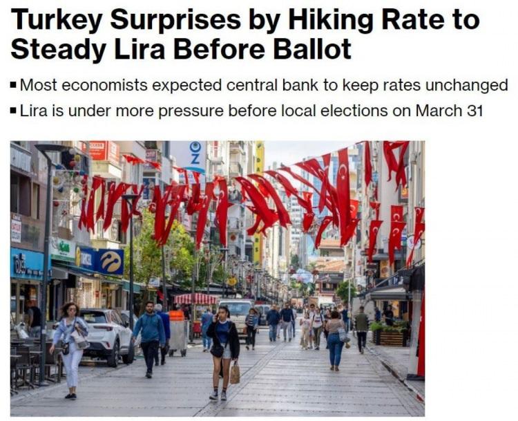 <p><strong>BLOOMBERG: SÜRPRİZ KARAR</strong></p>
<p>ABD merkezli Bloomberg, çoğu ekonomistin, Merkez Bankası'nın faiz oranlarını değiştirmemesini beklediğini anımsattı.</p>