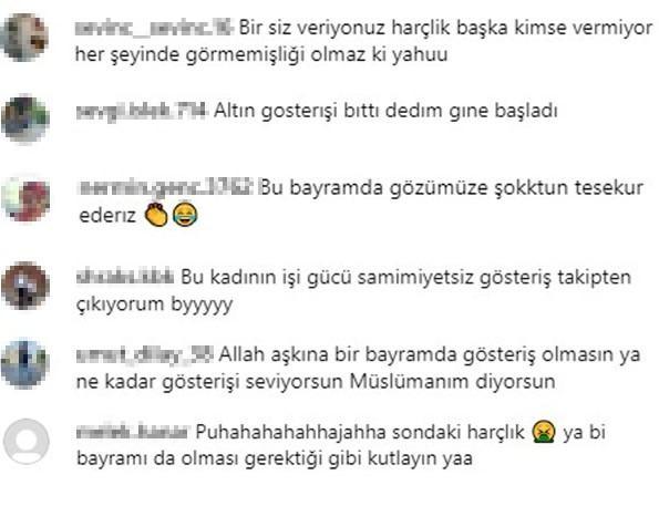 <p><span style="color:#8B4513"><em><strong>"BELLİ Kİ O GÜNLER GERİDE KALDI"</strong></em></span></p>

<p>Altınlarıyla gösteriş yapan fenomen için kullanıcılar<em><strong> "Allah aşkına gösteriş yapma artık", "Bu nasıl bir görmemişlik", "Belli ki o günler geride kaldı"</strong></em> yorumları yapıldı.</p>
