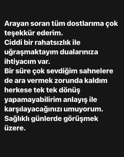 <p><strong>Geçtiğimiz günlerde ünlü şarkıcı, ciddi bir rahatsızlığı olduğunu belirterek sevenlerinden dua istemişti.</strong></p>
