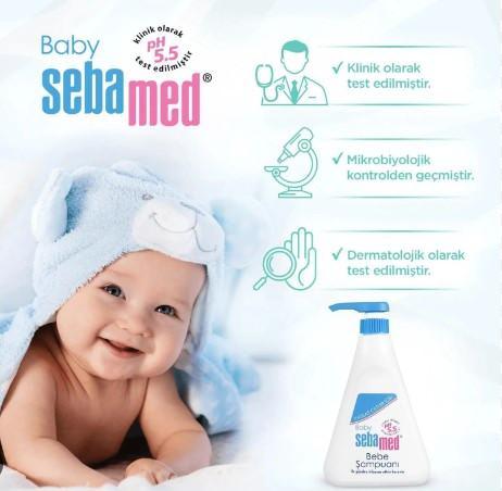 <p><span style="color:#800080"><strong>BABY SEBA MED BEBE ŞAMPUANI</strong></span></p>

<p>350 TL</p>

<p><strong>Özellikleri</strong>:</p>

<p>Bebeğin saç ve saç derisini yumuşak bir şekilde temizler, konağı önler. PH 5.5 sayesinde cildin koruyucu asit mantosunun gelişmesine yardımcı olur.</p>
