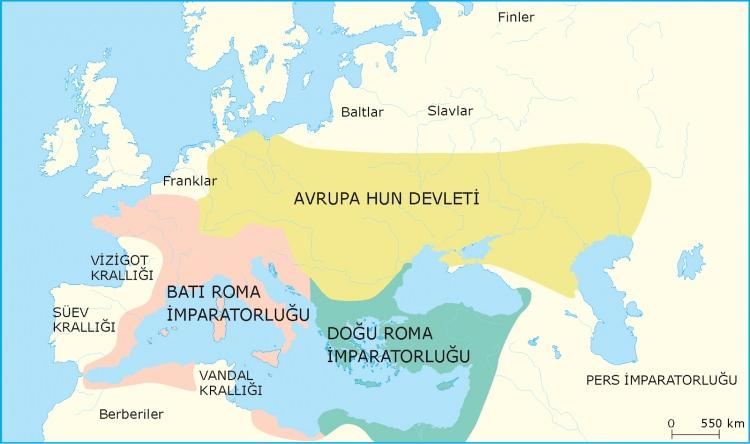 <p>AVRUPA HUN İMPARATORLUĞU - 375 - 454</p>
